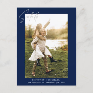 Postal De Anuncios Fecha de guardado de foto con letra a mano moderna