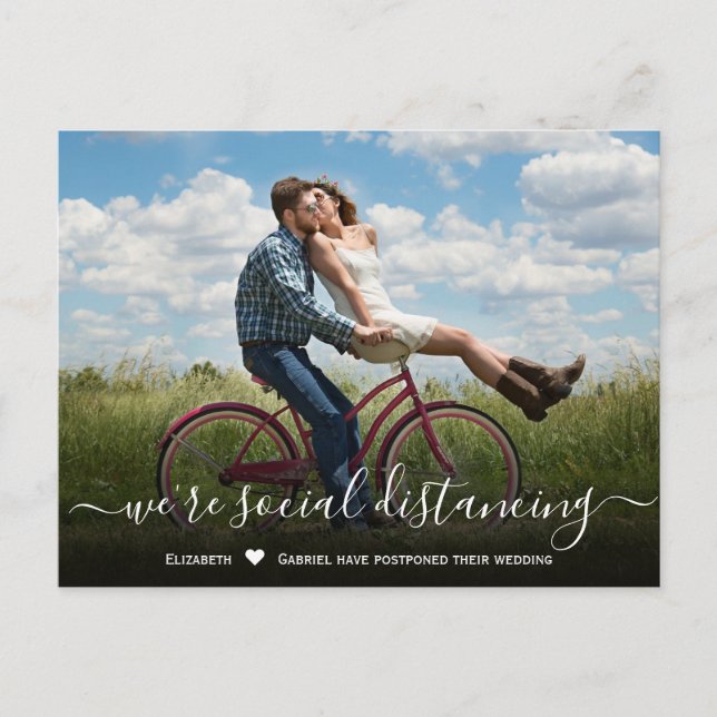 Postal De Anuncios Fecha de la boda pospuesta Foto sencilla (Anverso)