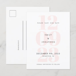 Postal De Anuncios Fecha moderna Tipografía Numeral Rosa Guardar La F