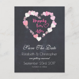 Postal De Anuncios Felicemente por Siempre Corazones Rosados Guardar 