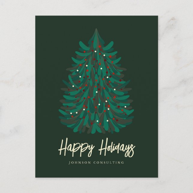 Postal De Anuncios Felices Fiestas Árbol de Navidad Moderno Sencillo (Anverso)