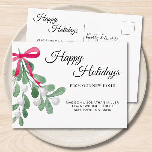 Postal De Anuncios Felices Fiestas Muérdago Mudanza