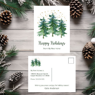 Postal De Anuncios Felices Fiestas Nuevo Hogar Pinos