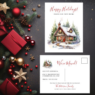 Postal De Anuncios Felices Fiestas Rústica Nueva Casa Mudanza