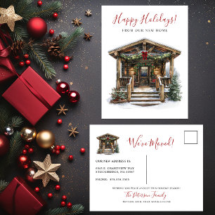 Postal De Anuncios Felices Fiestas Rústico Nueva Casa Entrada Mudanza