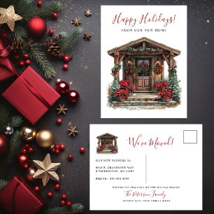 Postal De Anuncios Felices Fiestas Rústico Nueva Casa Entrada Mudanza