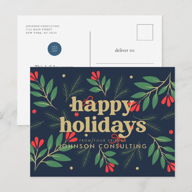 Postal De Anuncios Felices vacaciones Presupuesto Botánico de Foliage (Anverso / Reverso)
