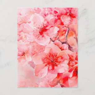 Postal De Anuncios Felicidad de flor de cerezo al acuarela