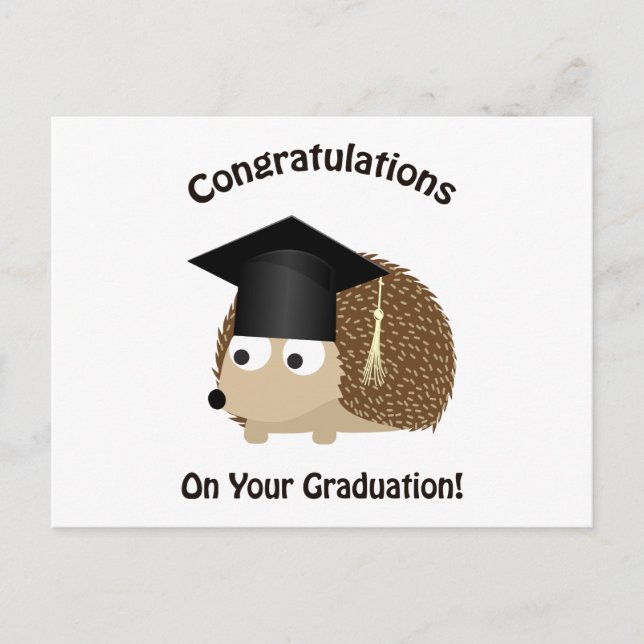 Postal De Anuncios Felicidades por tu graduación erizo (Anverso)