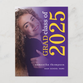 Postal De Anuncios Felicitación de graduación Amarillo Purpura Modern