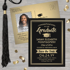 Postal De Anuncios Felicitaciones a los graduados Black & Gold Save t