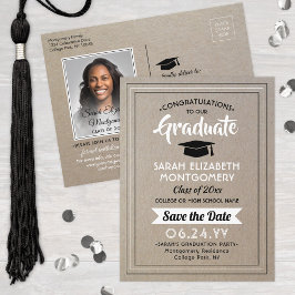 Postal De Anuncios Felicitaciones Grad Faux Kraft Paper Save the Date
