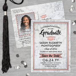Postal De Anuncios Felicitaciones Grad Marble y Pink Save the Date Ph