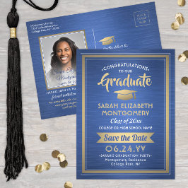 Postal De Anuncios Felicitaciones Graduate Brushed Blue Guardar foto 