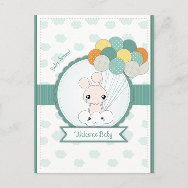 Postal De Anuncios Felicitaciones por Recién nacido de los conejitos  (Anverso)