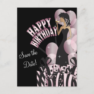 Postal De Anuncios Feliz Cumpleaños Diva Girl Nombre Hecho a Mano