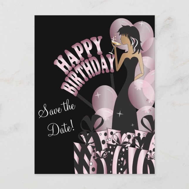 Postal De Anuncios Feliz Cumpleaños Diva Girl | Nombre Hecho a Mano | (Anverso)