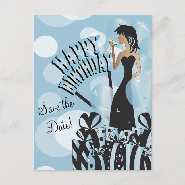 Postal De Anuncios Feliz Cumpleaños Diva Girl | Nombre Personalizado  (Anverso)