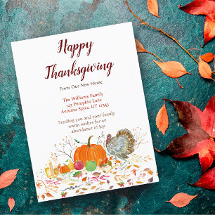 Postal De Anuncios Feliz Día de Acción de Gracias Calabaza Con Pavo M