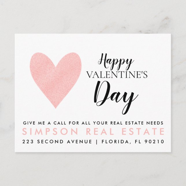Postal De Anuncios Feliz día de San Valentín referencia de cliente de (Anverso)