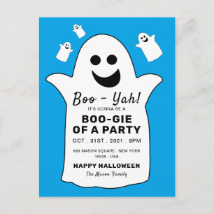 Postal De Anuncios Feliz Fantasma, Blue Halloween Party Invitation