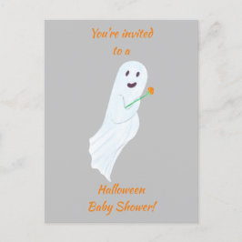 Postal De Anuncios Feliz Fantasma Halloween Baby Shower Invitar posta