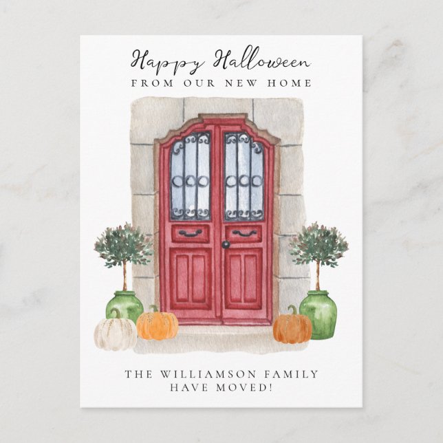 Postal De Anuncios Feliz Halloween nos hemos mudado (Anverso)