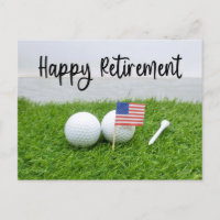 Feliz jubilación de golf pelota y bandera de Améri