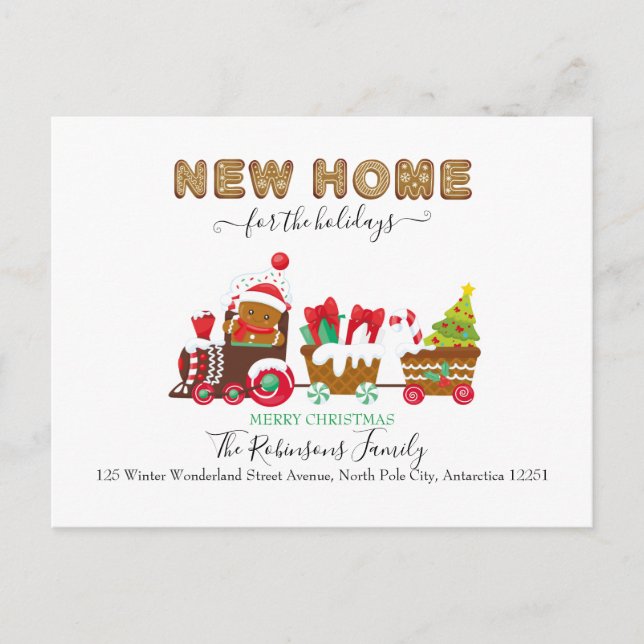 Postal De Anuncios Feliz Mudanza a Nuevo Hogar Navidad (Anverso)