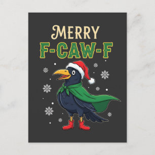 Postal De Anuncios Feliz Navidad Cuervo Gracioso Santa