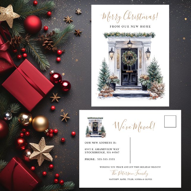 Postal De Anuncios Feliz Navidad Nueva Casa Frente Puerta Mudanza (Subido por el creador)