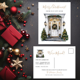 Postal De Anuncios Feliz Navidad Nueva Casa Frente Puerta Mudanza