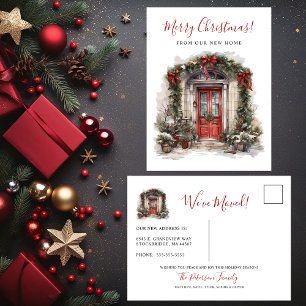 Postal De Anuncios Feliz Navidad Nueva Casa Frente Puerta Mudanza