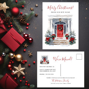 Postal De Anuncios Feliz Navidad Nueva Casa Frente Puerta Mudanza