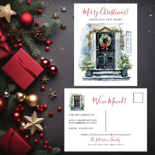 Postal De Anuncios Feliz Navidad Nueva Casa Frente Puerta Mudanza