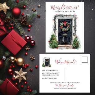 Postal De Anuncios Feliz Navidad Nueva Casa Frente Puerta Mudanza