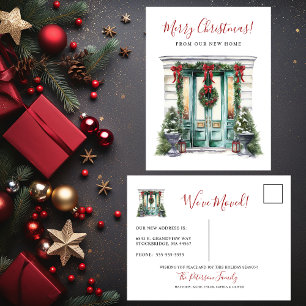 Postal De Anuncios Feliz Navidad Nueva Casa Frente Puerta Mudanza