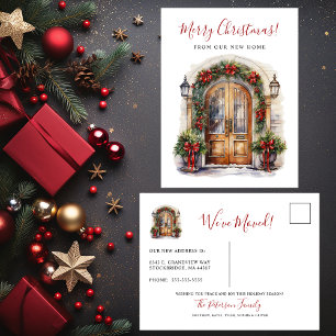 Postal De Anuncios Feliz Navidad Nueva Casa Frente Puerta Mudanza