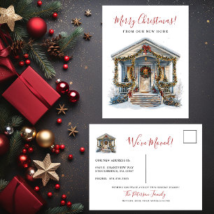 Postal De Anuncios Feliz Navidad Nueva Casa Frente Puerta Mudanza