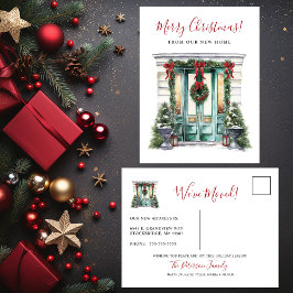 Postal De Anuncios Feliz Navidad Nueva puerta de casa en movimiento