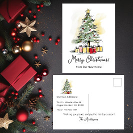 Postal De Anuncios Feliz Navidad Nuevo Hogar Árbol de Navidad Moderno