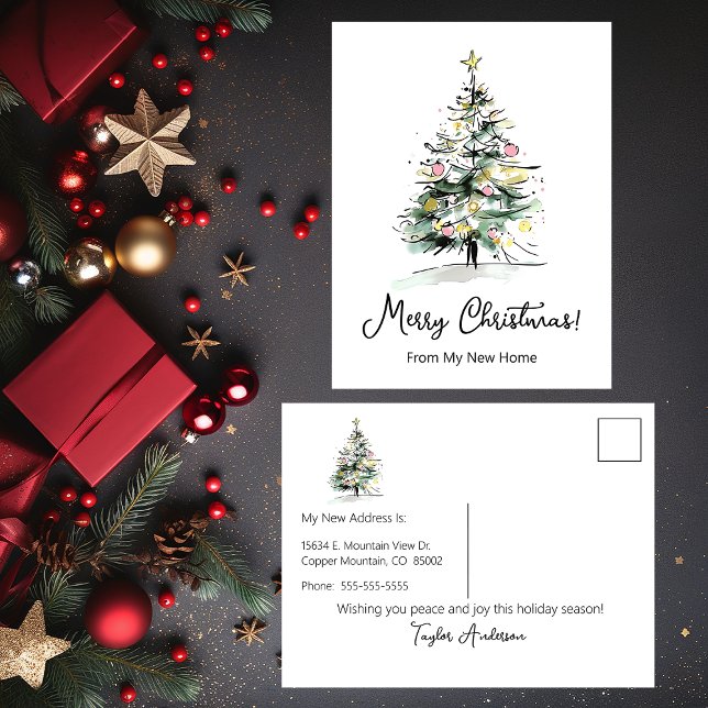 Postal De Anuncios Feliz Navidad Nuevo hogar Árbol de Navidad Moderno (Subido por el creador)