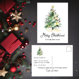 Postal De Anuncios Feliz Navidad Nuevo Hogar Árbol de Navidad Moderno