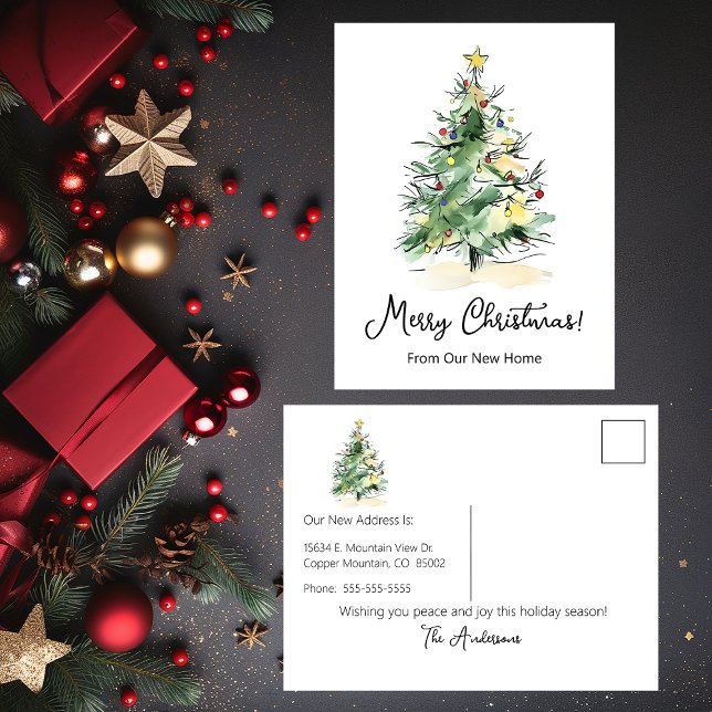 Postal De Anuncios Feliz Navidad Nuevo hogar Árbol de Navidad Moderno (Subido por el creador)
