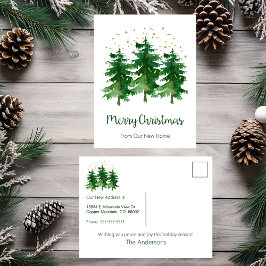Postal De Anuncios Feliz Navidad Nuevo Hogar Pinos