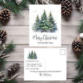 Postal De Anuncios Feliz Navidad Nuevo Hogar Pinos