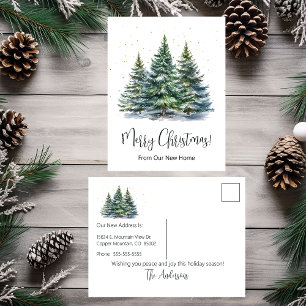 Postal De Anuncios Feliz Navidad Nuevo Hogar Pinos