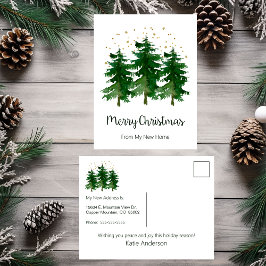 Postal De Anuncios Feliz Navidad Nuevo Hogar Pinos