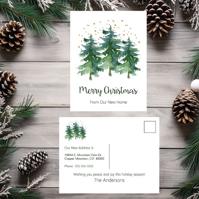 Postal De Anuncios Feliz Navidad Nuevo Hogar Pinos (Subido por el creador)