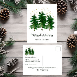 Postal De Anuncios Feliz Navidad Nuevo Hogar Pinos